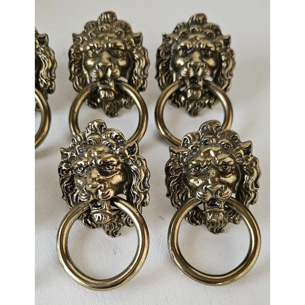 6 Pcs Large Lion Head Ring Drawer Pulls Knobs